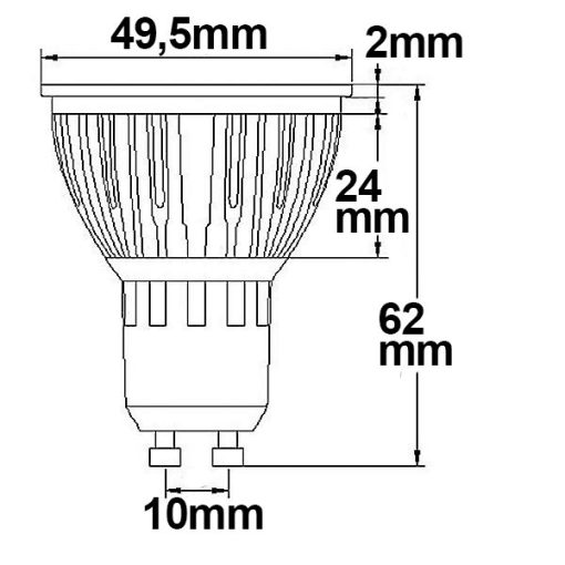 GU10 LED szpot fényforrás, 5,5W, COB, 38°, meleg fehér, dimmelheto