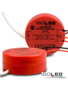LED trafó 12V/DC, 0-8W, kerek modell, SELV
