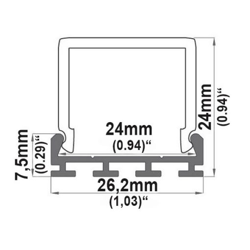 Fedél négyzet alakú, matt, profilhoz WING, L: 200cm