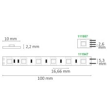 LED SIL840 flexibilis szalag, 24V, 14.4W, IP20, semleges fehér, 60 LED/m