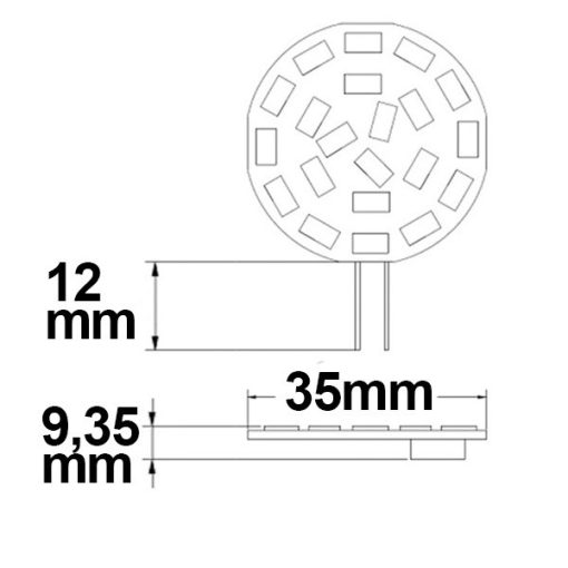 G4 LED szpot fényforrás, 12 SMD chippel, 3W,meleg fehér, oldalsó foglalattal