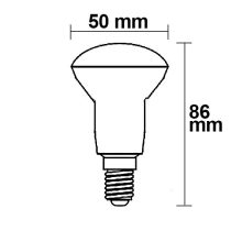 E14 R 50 LED szpot fényforrás, 5W, 45°, meleg fehér, opál