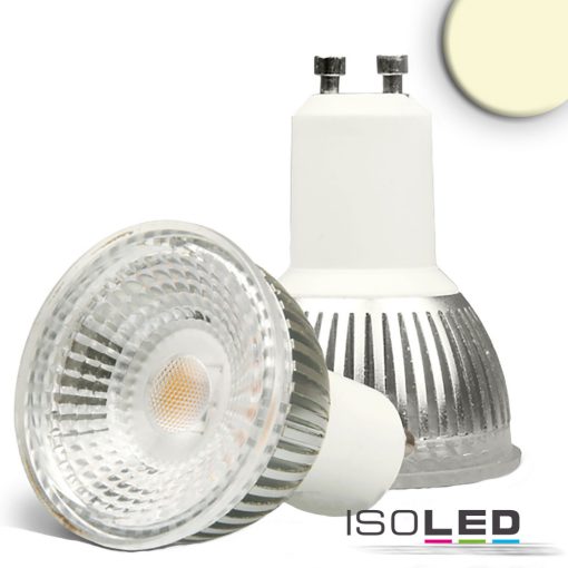 GU10 LED szpot fényforrás, COB, 6W, üveg, 70°, meleg fehér, dimmelheto