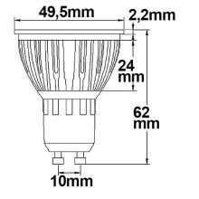GU10 LED szpot fényforrás, COB, 6W, üveg, 70°, meleg fehér, dimmelheto