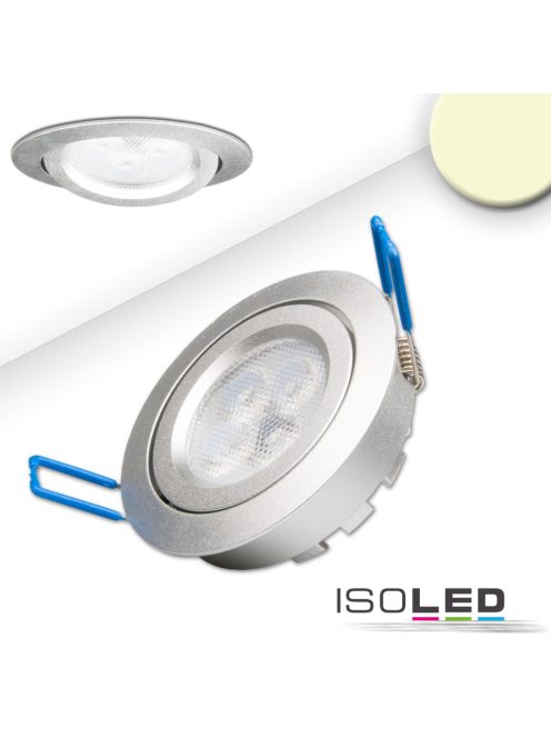 LED süllyesztett szpotlámpa, ezüst, 8W, 72°, meleg fehér, dimmelheto
