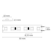 LED SIL825 flexibilis szalag, 24V, 9,6W, IP20, meleg fehér, 120 LED/m