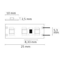 LED SIL840 flexibilis szalag, 12V, 9,6W, IP20, semleges fehér, 120 LED/m