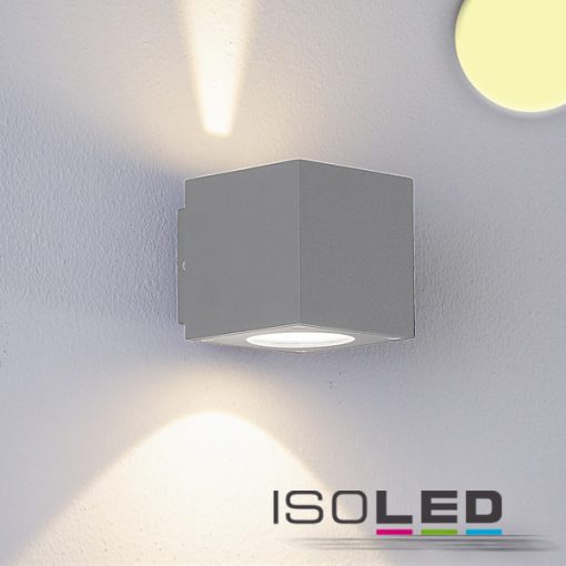 LED fali lámpa, Up&Down, 2x3W CREE, IP54, ezüst, meleg fehér