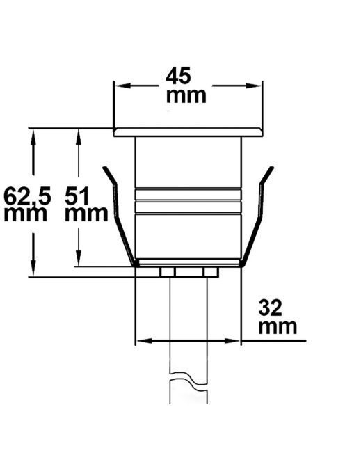 LED süllyesztett spotlámpa, rozsdamentes acél, 2 W, 60°, IP67, 12 V AC/DC, meleg fehér