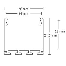 LED konstrukciós profil WING20, eloxált L: 200cm