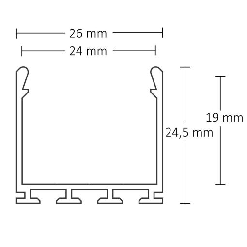 LED konstrukciós profil WING20, eloxált L: 200cm