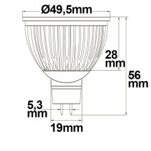 MR16 LED szpot fényforrásfény 6W üveg diffúz, 120°, meleg fehér