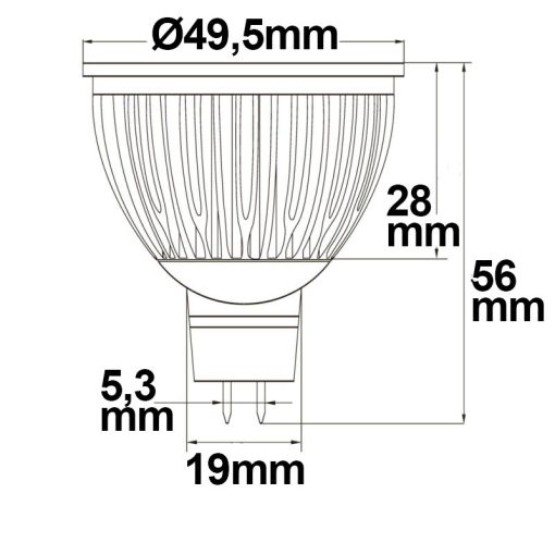 MR16 LED szpot fényforrásfény 6W üveg diffúz, 120°, meleg fehér