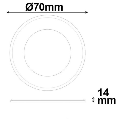 LED slim süllyesztheto/felületre szerelt lámpa MiniAMP,ezüst,3W,12V DC, IP52,meleg fehér, dimmelheto