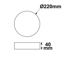 LED mennyezeti lámpa, fehér, 18 W, kerek, 220 mm, semleges fehér
