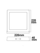 LED mennyezeti lámpa, fehér, 18 W, négyszögletes, 220x220 mm, semleges fehér