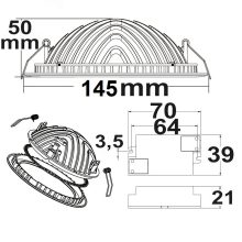 LED mélysugárzó LUNA, 15W, indirekt fény, fehér, semleges fehér