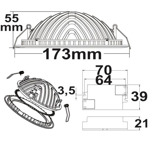 LED mélysugárzó LUNA, 18W, indirekt fény, fehér, semleges fehér