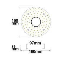 LED átszerelo áramköri lap, 160 mm, 14W, meleg fehér, mágnessel és HF mozgásérzékelovel
