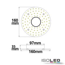 LED átszerelo áramköri lap, 160 mm, 14W, meleg fehér, mágnessel és HF mozgásérzékelovel