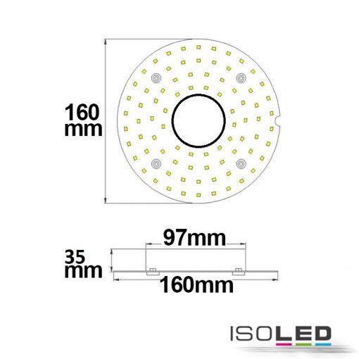 LED átszerelo áramköri lap, 160 mm, 14W, meleg fehér, mágnessel és HF mozgásérzékelovel