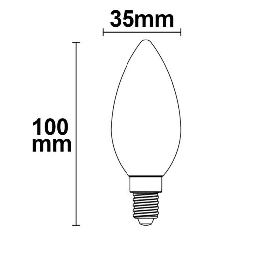 E14 LED gyertya fényforrás, 2 W, átlátszó, meleg fehér, dimmelheto
