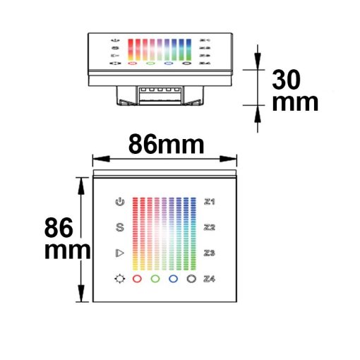 Sys-One RGB+W 4 zónás beépíthési vezérlo, 230 V AC