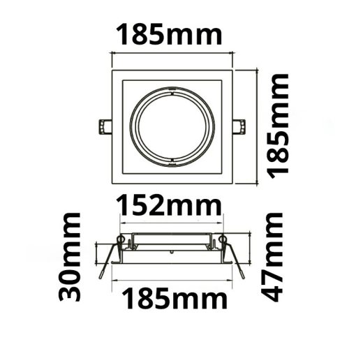 AR111 beépíthési keret, szögletes, 1-es, billentheto