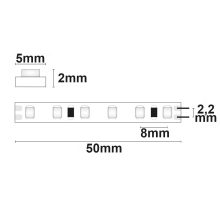 LED CRI930 MICRO flexibilis szalag, 24V, 9,6W, IP20, meleg fehér, 120 LED/m