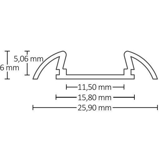 LED SURF11 konstrukciós profil, eloxált alumínium, H: H:200 cm