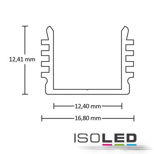 LED SURF12 BORDERLESS konstrukciós profil, eloxált alumínium,H:200 cm