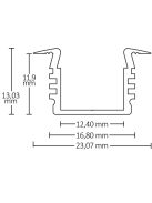 LED süllyesztett profil DIVE12, eloxált alumínium, H:200 cm