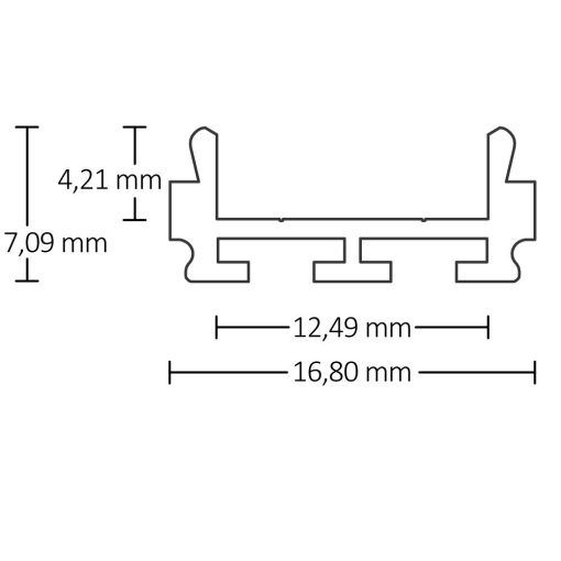 LED SURF12 RAIL konstrukciós profil, eloxált alumínium, H:200 cm