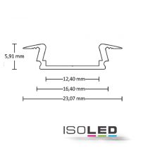 LED süllyesztett profil DIVE12 FLAT eloxált alumínium, H:200 cm
