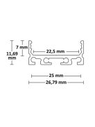 LED SURF24 FLAT konstrukciós profil, eloxált alumínium, H:200 cm