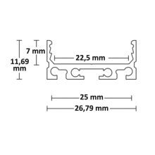 LED SURF24 FLAT konstrukciós profil, eloxált alumínium, H:200 cm