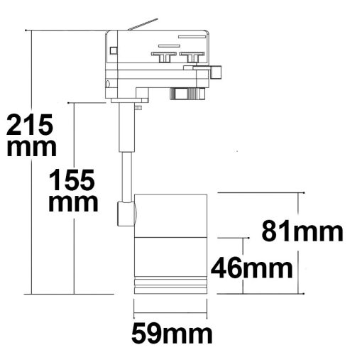 3 fázisú sínes adapter GU10 szpotoknak, fekete