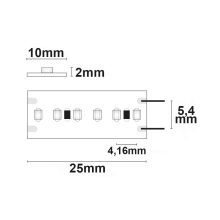 LED CRI927 Linear10 flexibilis szalag, 24V, 10W, IP20, meleg fehér, 240 LED/m