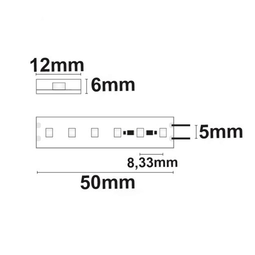 LED AQUA830 CC flexibilis szalag, 24V, 12W, IP68, meleg fehér, 15 m tekercs, 120 LED/m