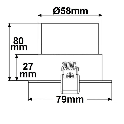 Beépíthési keret négyzet alakú, furatkivágás 58mm, fekete alumínium, GU10/MR16 spotokhoz