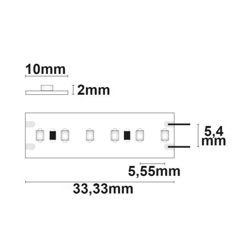 LED CRI927 Linear10 flexibilis szalag, 24V, 6W, IP20, meleg fehér, 180 LED/m
