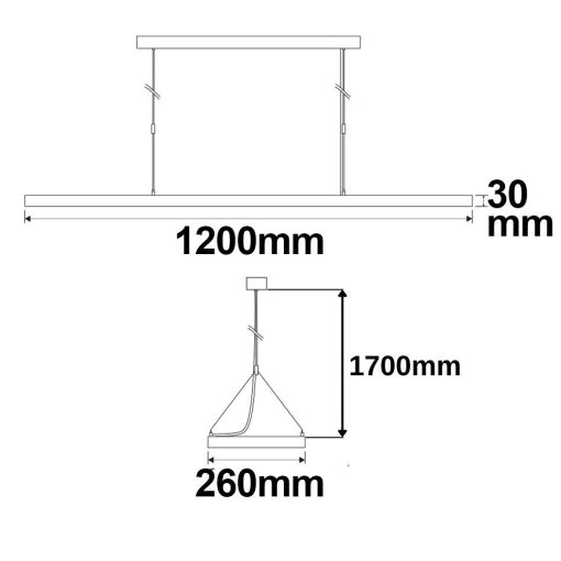 LED Office Pro függesztett lámpa,1200x260, Up+Down, 20+40 W, ezüst, UGR<19, 4000K, 1-10 V dimmelheto
