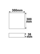 LED mennyezeti lámpa, fehér, 24 W, négyszögletes, 300x300 mm, meleg fehér, dimmelheto