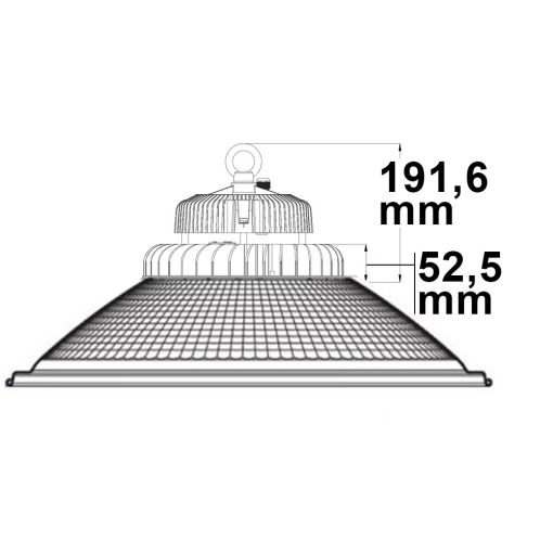 LED csarnoklámpa FL, 200 W, alumínium búra, IP65, semleges fehér, 80°, 1-10 V dimmelheto