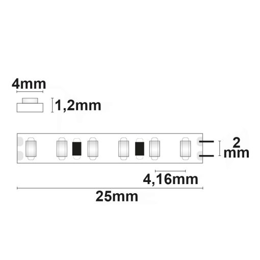 LED CRI927 Micro lineáris flexibilis szalag, 24V, 10W, IP20, meleg fehér, 240 LED/m