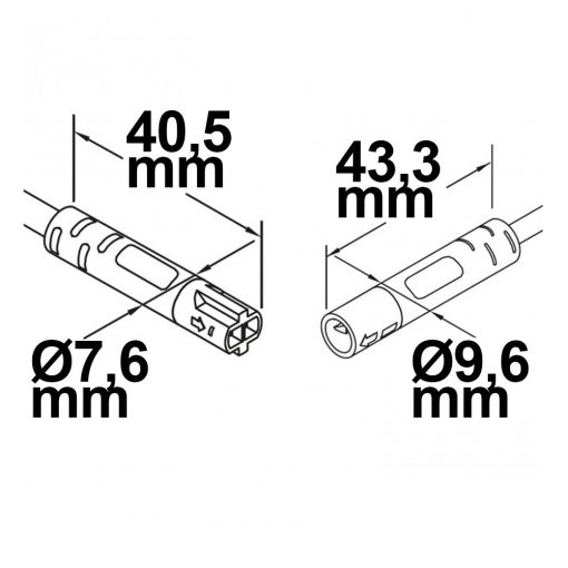 Mini-Plug hosszabbító male-female, 1m, 2x0,75, IP54, fehér-zöld, max. 48V/6A