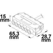 Mini-Plug 6-utas elosztó female, 1m, 2x0,75, IP54, fehér-zöld, max. 48V/6A