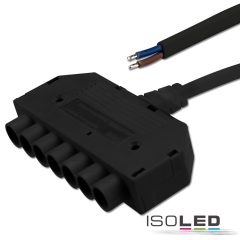   Mini-Plug 6-utas elosztó female, 1m, 2x0,75, IP54, fekete, max. 48V/6A