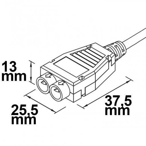 Mini-Plug 2-utas elosztó female, 1m, 2x0,75, IP54, fehér-zöld, max. 48V/6A