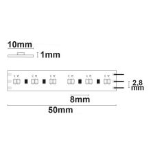 LED CRI923/950 Linear10 flexibilis szalag, 24V, 10W+10W, IP20, fehér dinamikus, 240 LED/m
